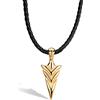 SERASAR Collana Uomo Pelle Freccia Oro Catena Cuoio Compleanno Dorata 60cm