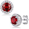 Bestyle Orecchini Donna Argento 925 con Pietre Portafortuna 12 Mesi Orecchini Donna Punto Luce con Zirconi Tonda Rosso Granato Regalo per Donne