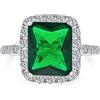 Bling Jewelry Anello Da Cocktail Con Dichiarazione Di Stile Art Deco In Zirconi Cubici Solitari Rettangolari Di Moda Con Halo Di Zirconi Cubici Simulati Verde Smeraldo Da 10 CT Per Donne Placcato In Argento