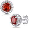 Bestyle Orecchini Donna Argento 925 con Pietre Portafortuna 12 Mesi Orecchini Donna Punto Luce con Zirconi Tonda Rosso Rubino Regalo per Feste