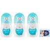 Felce Azzurra 3x BREEZE Neutro Deodorante Roll On 50ml + 1 Confezione di Talco Felce Azzurra in omaggio, Busta da 100g
