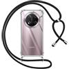 Pnakqil Cover per Honor Magic 7 Lite con Cordino, Trasparente Custodia con Laccio Tracolla Cellulare Girocollo Collana Protettiva per Honor Magic 7 Lite 6.78, Nero