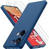 Oureidoo Cover per Xiaomi Redmi Note 13 Pro 4G / Poco M6 Pro 4G con 3 Pezzi Pellicola Vetro Temperato, Custodia in Morbida Silicone Liquido, Sottile e Antiurto con Rivestimento in Microfibra AntiGraffio, Blu