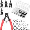 MAMIELIZ 4 Pezzi Pinze per Anelli di Sicurezza Pinza Seeger con 300 Pezzi Anello di Sicurezza Set Impugnatura Antiscivolo Anello di Ritenzione Elasticizzato da 2 mm a 32 mm