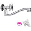 KOPYFANTAP Rubinetto a Parete Acqua Fredda, Girevole a 360° Rubinetti da Esterno a Muro Giardino, Monocomando Rubinettos a Parete Cromato per Cucina Lavello Bagno Lavabo, G1/2 (21 cm)