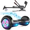 SISIGAD Hoverboard avec siège, Hoverboard à deux roues de 6,5 pouces avec haut-parleur Bluetooth et lumières colorées, scooter auto-équilibrant pour enfants (Go-Kart inclus)