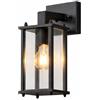 CGC Lighting Lampada da parete per esterni con alimentazione di rete in vetro smussato, lanterna da carrozza per portico e giardino, lampada decorativa impermeabile (nero verso il basso)