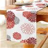 Vorysum Moderno Runner da Tavolo per Estate Impermeabile Floreale Runner Tavola Rosso Dalie Stagionale Autunno Cucina Decorazione per Interni, Vacanze, Feste, Matrimoni 33 x 120 cm