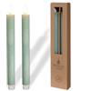 comforder Candele LED con Fiamma Tremolante in Vera Cera (Set da 2), Candele a Pile con Timer, Candele a Batteria (Verde Eucalipto)