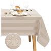 JIUZHEN Tovaglia beige a righe per esterni, impermeabile, quadrata, idrorepellente, con effetto loto, per giardino, lavabile, resistente alle intemperie, per balcone, 110 x 140 cm