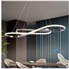 SXQYSM 57W Lampada a Sospensione Lampada da Tavolo da Pranzo, Lampadario LED Dimmerabile Plafoniera Con Telecomando, Soggiorno Lampada, Lampadari moderni, Regolabile Altezza Cucina Lampadari (argentato)