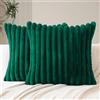 JOTOM 2 Pezzi Doppio Lato Federe Cuscini in Lana Corta Velluto Copricuscini A Strisce Morbido Decorativo Fodere per Cuscino per Divano Camera da Letto 45x45 cm(Verde Scuro)