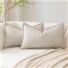 Artscope 2 Pezzi Lino Copricuscini Morbido Decorativo Federe per Cuscini in Finto Lino per Domestica Soggiorno Camera da Letto Divano 40x60cm, Beige Scuro