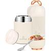 Dreamhigh® Termos per Alimenti 850 ml, Contenitore Termico per Alimenti Caldi con Maniglia, Portavivande Termico Acciaio Inossidabile con Cucchiaio, per Zuppa, Pasta (Bianco)