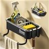 MENGCOOL Organizer Cucina, Salvaspazio Cucina Accessori per Spazzole, Stracci e Spugne - Nero