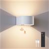 FULEN 1 Pezzi Lampada da Parete con Sensore di Movimento con Telecomando, 3 Colori, Senza Fili, LED da Interno,Luce a Parete su e Giù, Batteria Ricaricabile da 5000mAh, Regolabile in Luminosità
