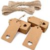 jijAcraft 200 pezzi Etichette Regalo in Carta Kraft Tag Cartoncino, 9,5x4,5cm, Spago di Iuta 30M, per Bomboniere San Valentino Artigianato (Marrone)