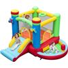COSTWAY Castello Gonfiabile 5 in 1 per Bambini di Tema Musicale, Castello Gonfiabile con Scivolo, Trampolino, Piscina e Canestro, Gioco Gonfiabile da Interno ed Esterno, per Bambini da 3 a 12 Anni