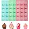 RNHDLY Vassoi in Silicone per Muffin, 3 Pezzi, Mini Vassoio Con 15 Cavità, Rotondo per Sapone, Torte, Cheesecake, Cioccolato, Lumini da Tè