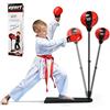 COSTWAY Punching Ball per Bambini e Adulti, Pungiball con Guanti e Pompa Manuale, Sacco da Boxe da Terra Altezza Regolabile 85-130cm