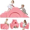 MeMoreCool Divano da gioco modulare in schiuma per bambini, divano letto per arrampicata e gattonare, mattoncini morbidi per cameretta dei bambini o sala giochi, mini divano con scivolo e scale, rosa