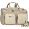 Pepe Jeans Jana, zaini casual, borse da viaggio, blu e beige, realizzati in poliestere e con dettagli in pelle sintetica, di Joumma Bags