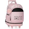 Disney Minnie Heads Zaino per bambini, zaino scolastico, realizzato in poliestere, tasche laterali, spalline larghe regolabili, maniglia superiore per appenderla, sistema magic Fix., Rosa, Taglia