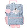 Disney Joumma Bags Minnie American Darling Zaino per bambini, blu e rosa, realizzato in poliestere, spallacci regolabili per un comodo trasporto, vari scomparti, con portachiavi pompon rosa, blu,