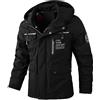 Generico Parka Giacca Invernale Con Zip, Cappotto Caldo Uomo, Giubbotto Con Cappuccio Casual, Lungo Militare