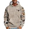 Generic Felpa con cappuccio da uomo Primavera e Autunno Stampa 3D Country Personalità Western Cowboy Cuciture Stile Etnico Retrò Con Tasche Casual Sottile Felpa Con Cappuccio Felpa Da Uomo Felpa Con Cerniera