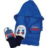 D&Vlab KIT ACCAPPATOIO CON CAPPUCCIO E PANTOFOLE PERSONALIZZATO CON NOME PER SUPER PAPÀ BLU AZZURRO 100% MICRO SPUGNA PURO COTONE UOMO - IDEA REGALO FESTA DEL PAPÀ NATALE COMPLEANNO
