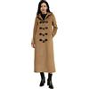 PLAERPENER Cappotto da donna elegante in misto lana con cappuccio Max-Lunghezza invernale lungo cappotto, Cammello, 46