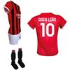 Generico Completo Rafa Leao 10 Calcio M i l a n, Maglia e Pantaloncini Bianchi con Calzettoni, Rosso e Nero Taglie da Adulto (IT, Testo, S, Regular, Regular, Rosso)