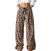 Generic Pantaloni da pigiama da donna con stampa leopardata, pantaloni casual comodi con coulisse a gamba larga, pantaloni leopardati da donna, Marrone, M