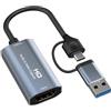 YMY Scheda di acquisizione audio video USB, da HDMI a USB/USB C 3.0, 1080P HD 60fps Live e registrazione video audio Grabber per giochi, streaming, insegnamento, videoconferenza