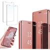 Ttianfa Custodia per Iphone XS Max Cover specchio Flip Mirror cover a libro case,Vetro Temperato Supporto Antiurto stand Protective Clear View placcato traslucido PU Custodia Iphone XS Max,oro rosa