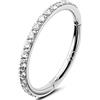 OUFER Anello Naso 20G 8 mm Argento 925 CZ Trasparente Seamless Open Piercing Naso Donna Anellino Nose Hoop