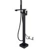 SJQKA Rubinetto Vasca Freestanding Nero Rubinetto Vasca Da Bagno Con Doccetta Nero,Rubinetto Per Vasca Freestanding,Rubinetto Per Vasca Da Terra Ottone,Rubinetto Vasca Da Bagno Freestanding (nero-B)