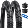 YUNSCM 2-PCS 20 pollici bicicletta pneumatici 20x2.25/57-406 and 20 pollici bicicletta camera d'aria Schrader Valve Compatible with 20x2.20 20x2.25 20x2.30 All-Terrain Directional Tread