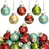 Watayo 24 mini palline di Natale multicolore in vetro, 2,5 cm, mini palline glitterate vintage da appendere per albero, colore: rosso, verde, oro, blu, vetro, piccole palline decorative per albero di