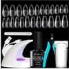 Gelike ec Kit Unghie in Gel per Manicure - Timbro Unghie Francesi, Colla Gel Adesiva 6 in 1, 240 Punte Morbide a Mandorla e Bara Copertura Completa, Lampada UV - Facile per Salone Casa Professionisti