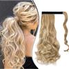 Dcbaboo Coda Capelli Extension Ricci 50cm Posticci per Capelli Extension Coda Capelli Finti Clip Mossi Coda di Cavallo Ondulati Code Finte per Capelli Sintetici Lunghi Ponytail, Sandy Blonde & Biondo