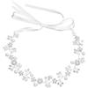 BIKPRST Cerchietto Da Sposa Con Perle Di Cristallo, Stile Bohémien, Con Foglie Di Vite, Accessori Per Capelli Da Sposa (Argento)
