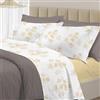 PENSIERI DELICATI Completo Letto Matrimoniale 100% Cotone, Completo 250x300 Comprensivo di Lenzuolo Sotto, Lenzuolo Sopra e 1 Federa a due Volant, Made in Italy, Fantasia Primavera Giallo