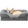 EHEYCIGA Cuccia Cane Interno Taglia Media, 76x51x16.5cm, Grigio Scuro | Memory Foam Impermeabile Divano per Cani M Sfoderabile e Lavabile, Letto per Cani con 4 Bordi Rialzati, Dog Bed