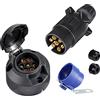 SPARKMOTO Spina Rimorchio 7 Poli E Presa Rimorchio 7 Poli, Norma ISO 1724,Impermeabile 12V Presa 7 Poli Femmina E Spina 7 Poli Maschio Rimorchio con Porta Spina rimorchio Blu(Tappo a Vite)