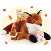 MorisMos Volpe Peluche Grande XXL, 55cm Mamma con 3 Kawaii Bambino, Realistico Animali di Peluche Gigante Morbido Peluche Regalo per Bambini Compleanno Natale Deco