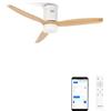 CREATE / WINDCALM DC/Ventilatore da soffitto con WIFI con luce, motore DC bianco, con pale in legno naturale/Silenzioso, timer