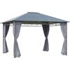 VivaGarden Gazebo Giardino 3.6x3 mt in Acciaio con Tetto in Policarbonato Anti UV e Tende colore Grigio