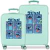 Disney Joumma Disney Adorable Stitch Set di valigie blu 55/65 cm Rigido 6 kg Chiusura a combinazione laterale ABS 6 kg 90 L Bagaglio a mano, blu, Taglia unica, Set di valigie